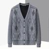 Men's Sweater Cardigan Autumn Winter Velvet Thickened Knitted Top Warm Jacket