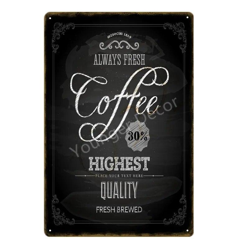 Coffee Menu Plaque Home Bar Cafe Vintage Wall Decor Art Metal Tin Signs Pub Tavern Retro Decorative Plates Metal Poster YJ177