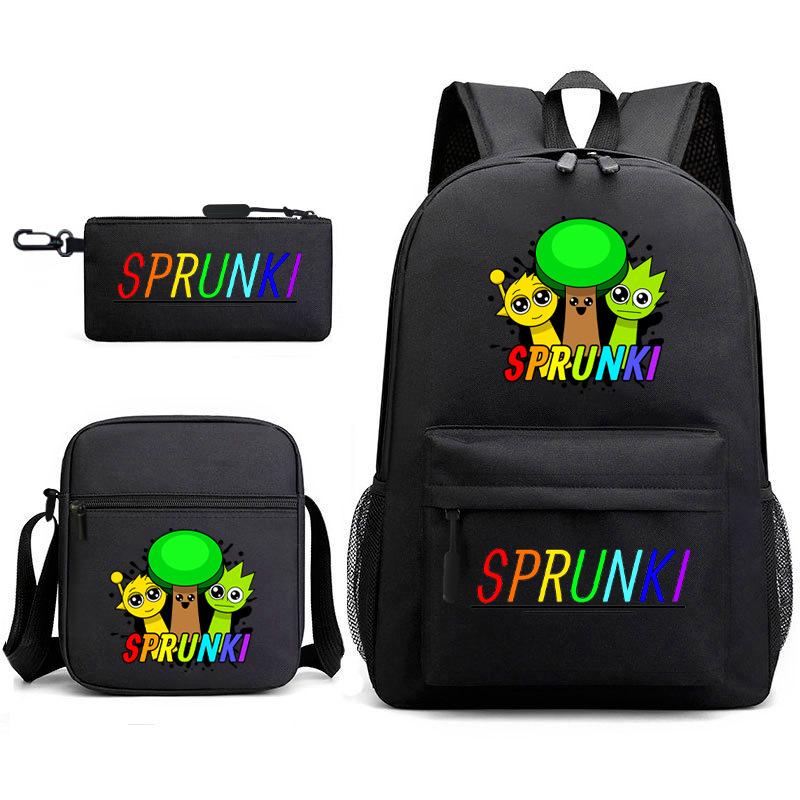 Rhythm box peripheral schoolbag sprunki cartoon starry sky backpack 3-piece set