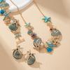 Boho Glänzender Seestern Muschel Koralle Perle Anhänger Halskette Für Frauen Kristall Zirkon Strand Emaille Schlüsselbein Choker Charm Schmuck Geschenk