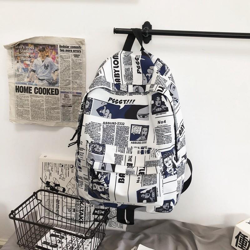 Leisure Capacity Large Backpack With Letter Graffiti Print Design For Use Daily