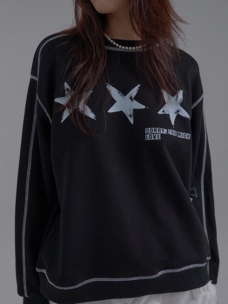 SORRY, TOO MUCH LOVE Never Lost Star Sweatshirt_Black