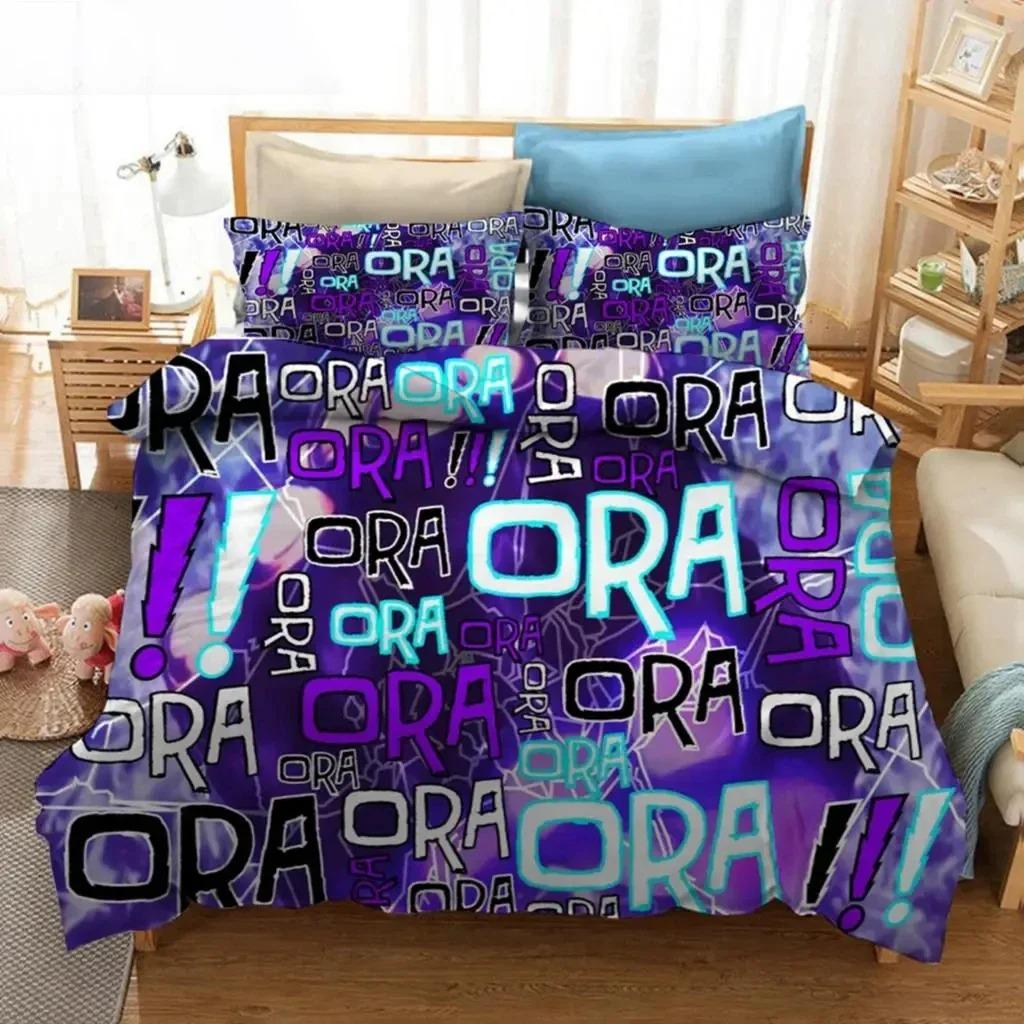 Comforter Anime Jojo Bizarre Adventure Jotaro Kujo Bedding Set 3D Printed Suitable For Bedroom Kids Home