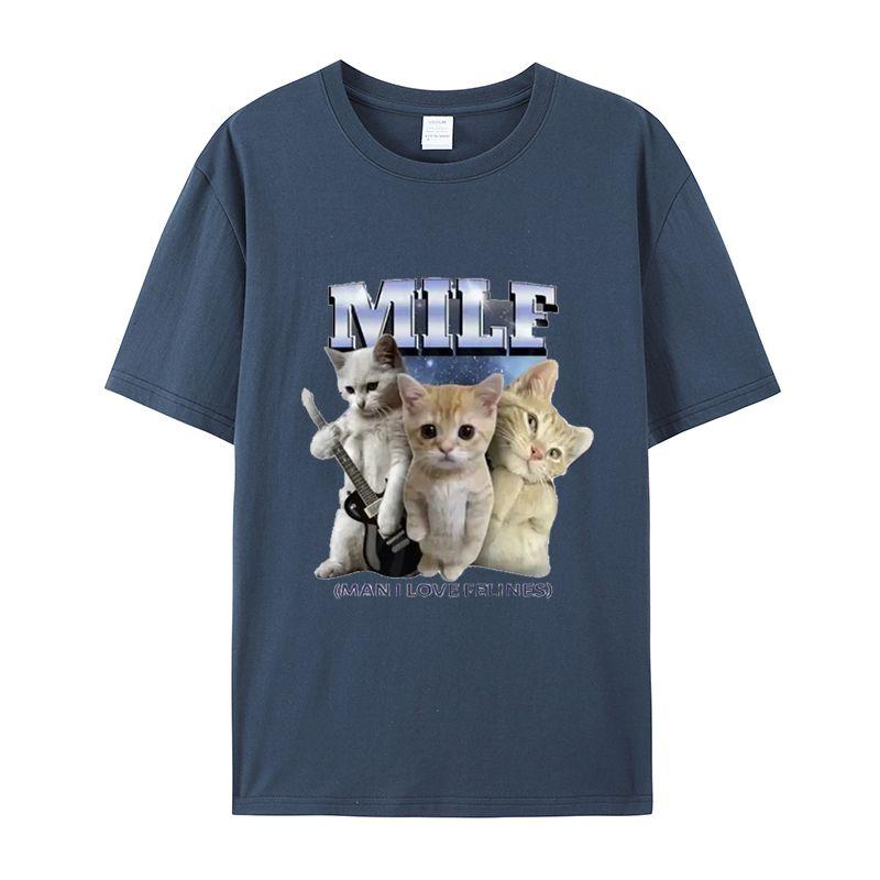 Unisex I Love Felines Cute Rock Kittens Graphic T Shirt Funny Cat Band Meme Print Vintage Streetwear Oversized Short Sleeve Tee