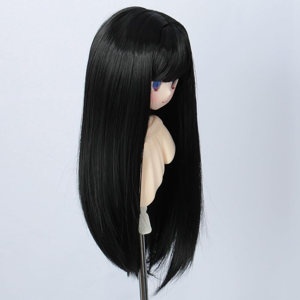 Linfairy 8-9 Inch Long Straight Wig for 1/3 Dolls Black Color