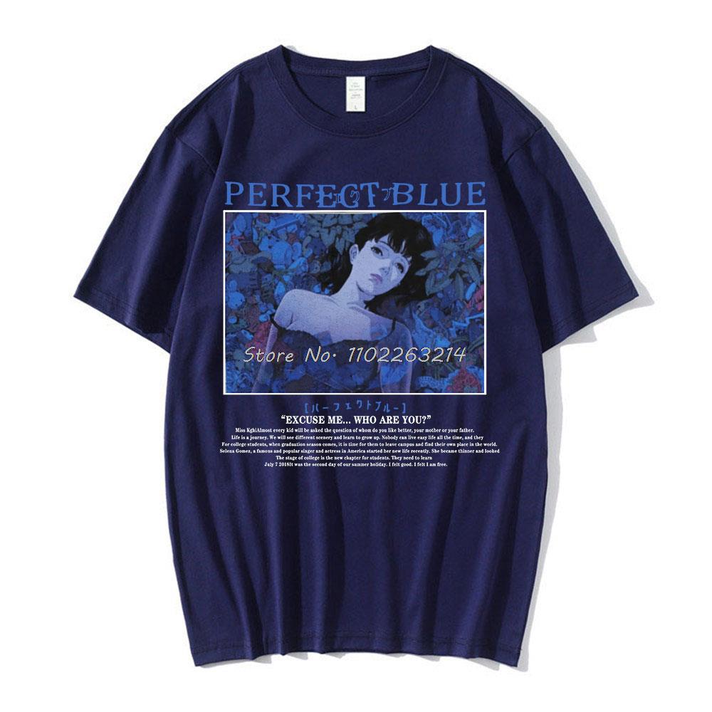 Perfect Blue Graphic Japanese Anime Girl T-Shirt Black Men's T-shirt Short Sleeve T-shirts Cotton Gothic Clothes Tees Unisex