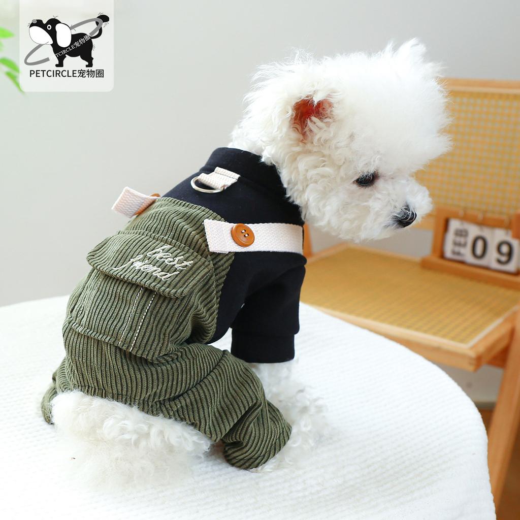 PETCIRCLE Pet Circle Dog Quad Pet Clothing Clothing Corduroy Good Friends Overalls Collection