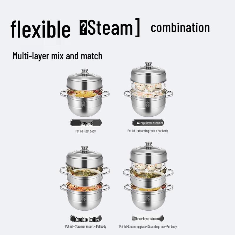 Chuidahuang 304 Edelstahl 3-lagiger Dampfgarer, 30cm
