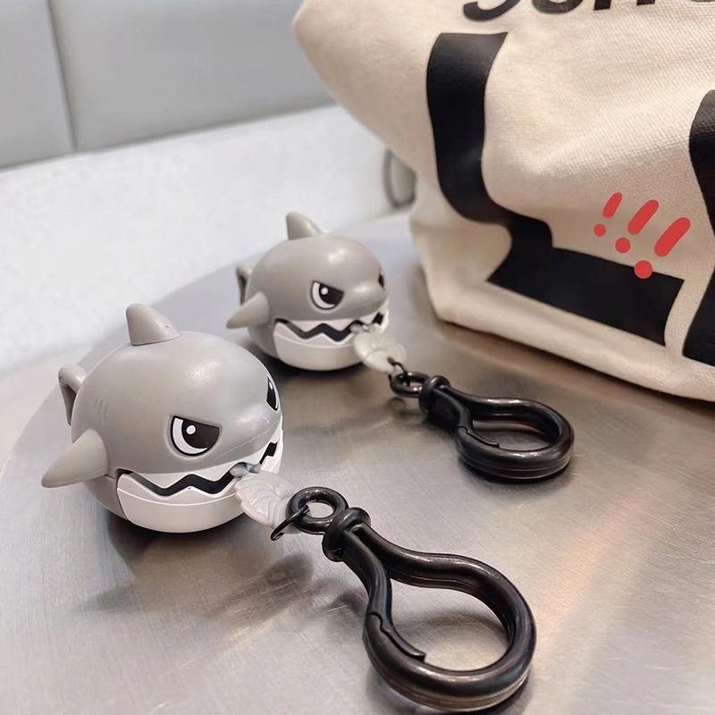 Pull String Shark Bite Keychain Cute Interactive Toy Lightweight Backpack Pendant for Student Daily Carry