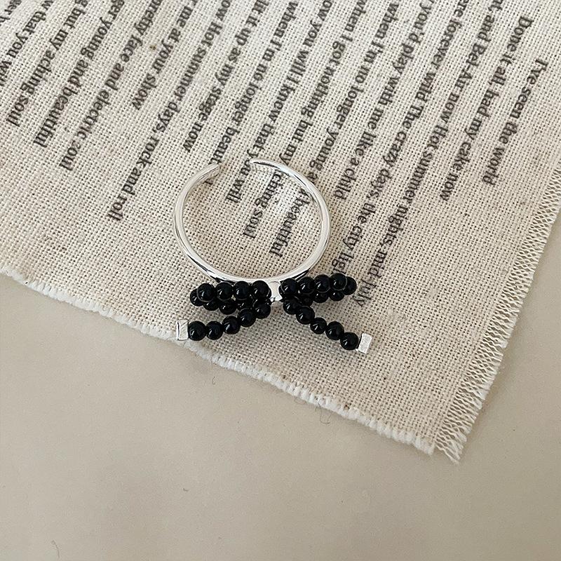 Design Sense Natural Stone Pearl Bow Open Ring Female Sweet Exquisite Unique Elegant Versatile Ring Ring Ring