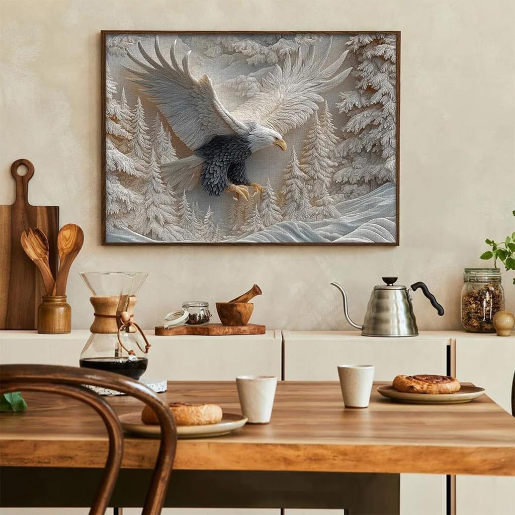 The Carved Eagle Jigsaw Puzzle 1000 Piece Puzzle Majestic Bald Eagle Puzzle Game for Adults Family Activity Home Decoration