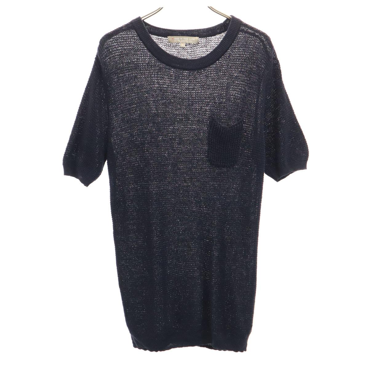 

A day in the life UNITED ARROWS linen Short sleeve summer knit L Navy Men s Used