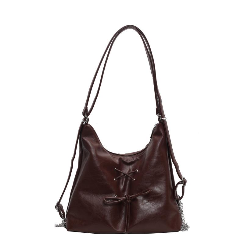 

Простой рюкзак женский новая мода бант сумка-тоут текстурная сумка на плечо темно-коричневого