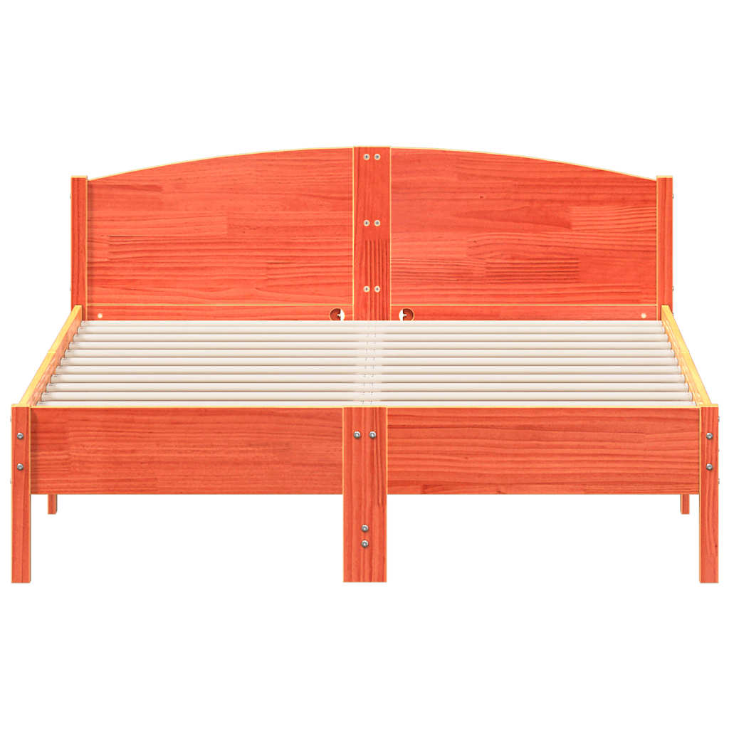 Solid Wood Bed Without Mattress Wax Brown 120x200 Cm Pine Wood