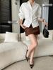 Sinan French Style Slimming Pleated Lapel Shirt SN8600