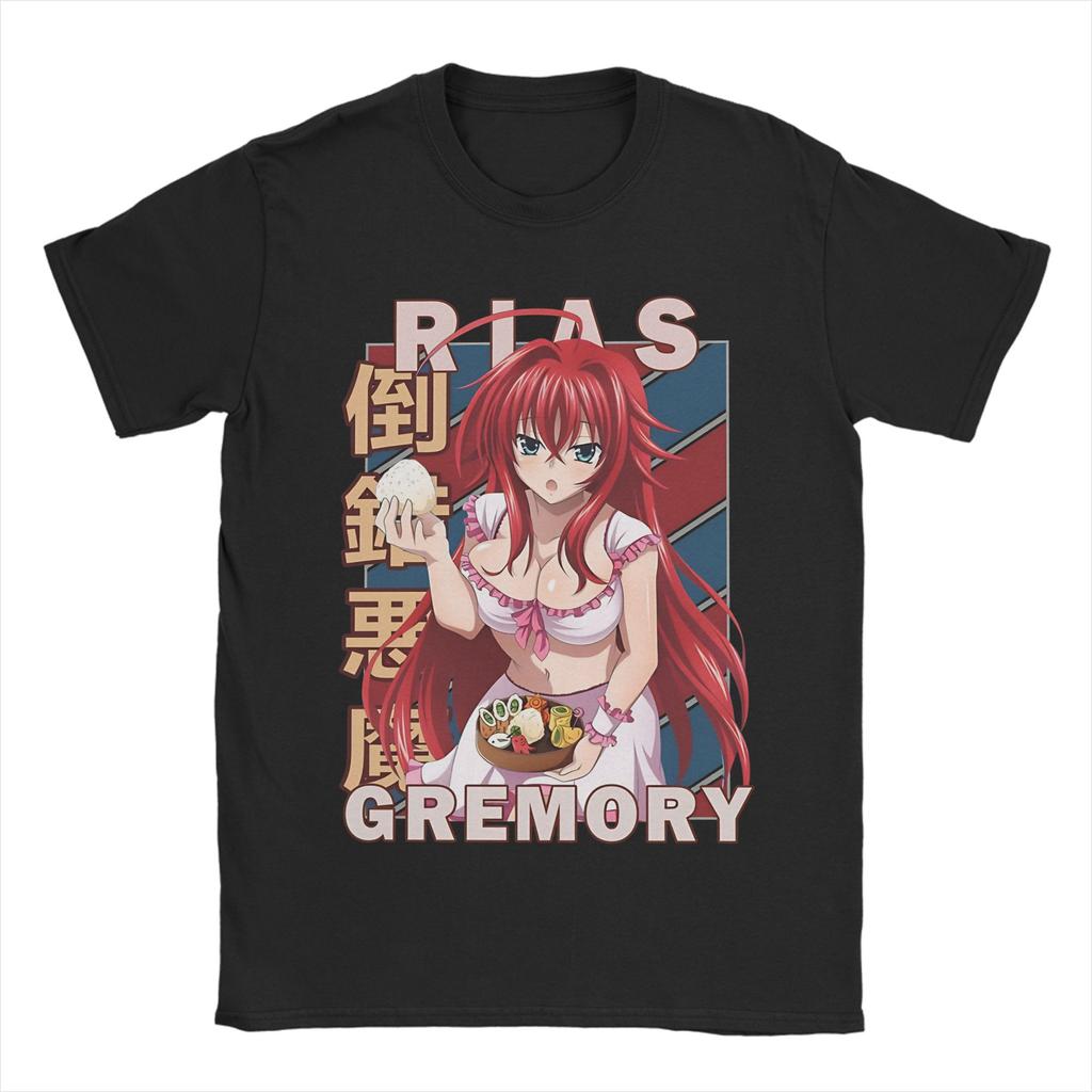Rias Gremory Vintage High School DxD T-Shirt 100% Baumwolle Kleidung Neuheit Kurzarm Rundhals T-Shirts Geschenkidee T-Shirts