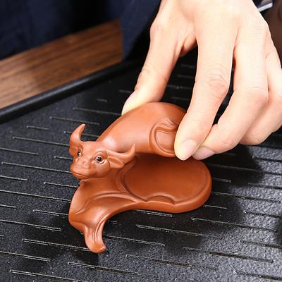 Teehaustier Ornament Niu Zhuan Qiankun Doppelkuh Büffel abnehmbares Kunsthandwerk lila Sandplatte Spielstraße Boutique Teeset