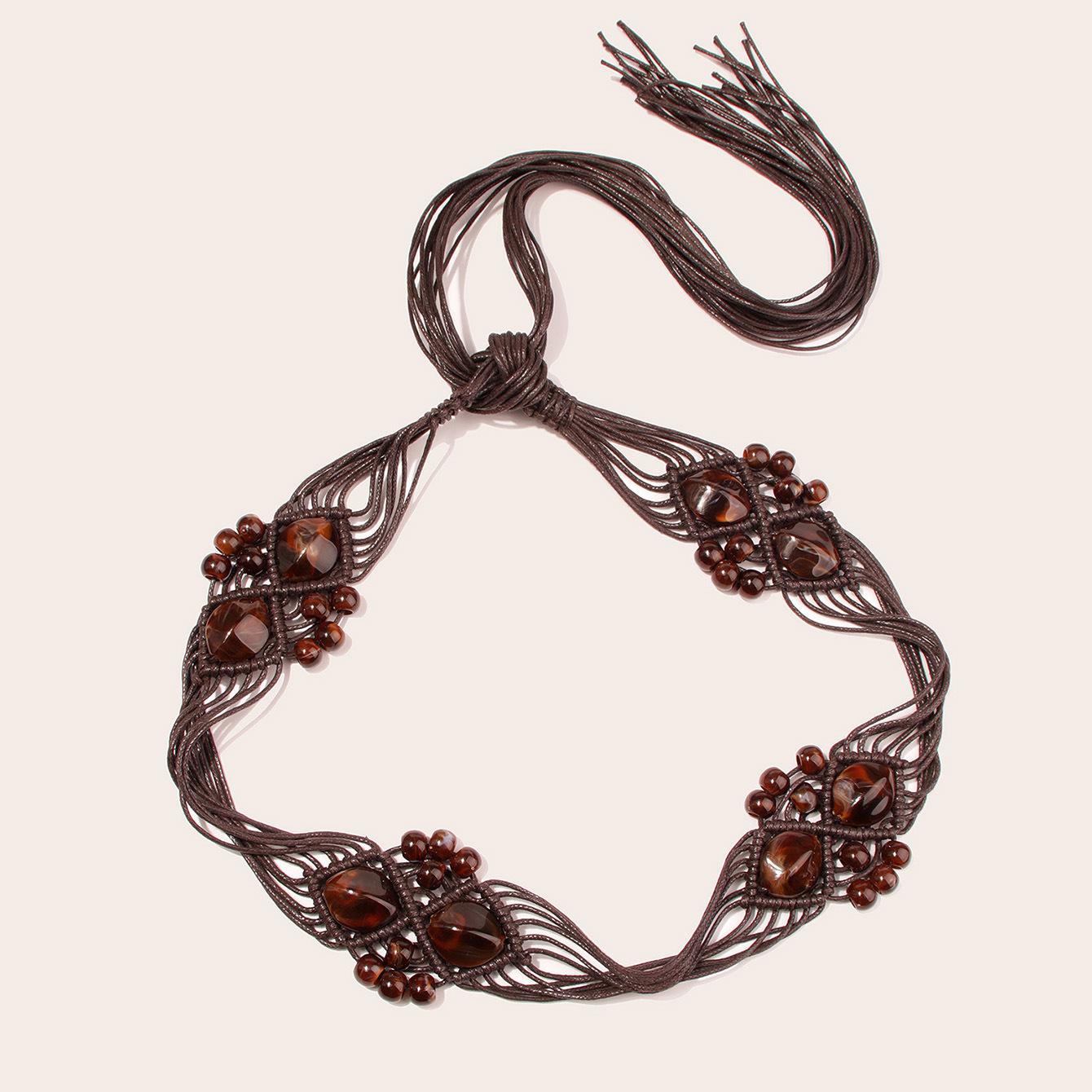 

Bohemian Handmade Resin Beaded Knotted Women s Belt