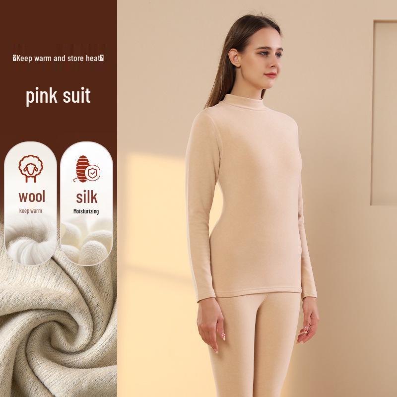 Męski Termiczny Garnitur z Kaszmiru, Jedwabiu i Aksamitu z Półgolfem na Zimę