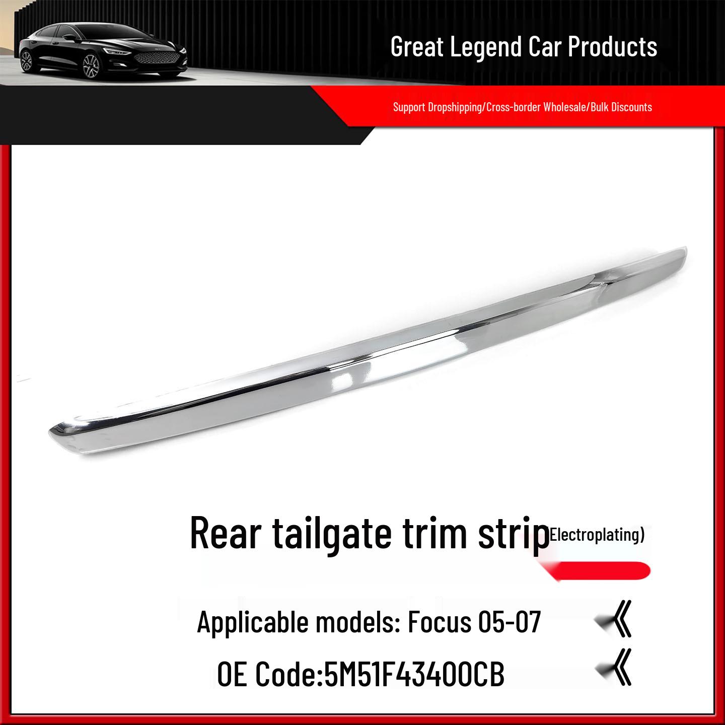 Ford Focus Sedan Rear Trunk Chrome Trim Strip (2005-2011 Models) Custom Size