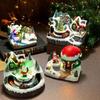 Verschiedene weihnachtliche drehende leuchtende musikalische Harz-Musikbox-Ornamente Weihnachtsgeschenk