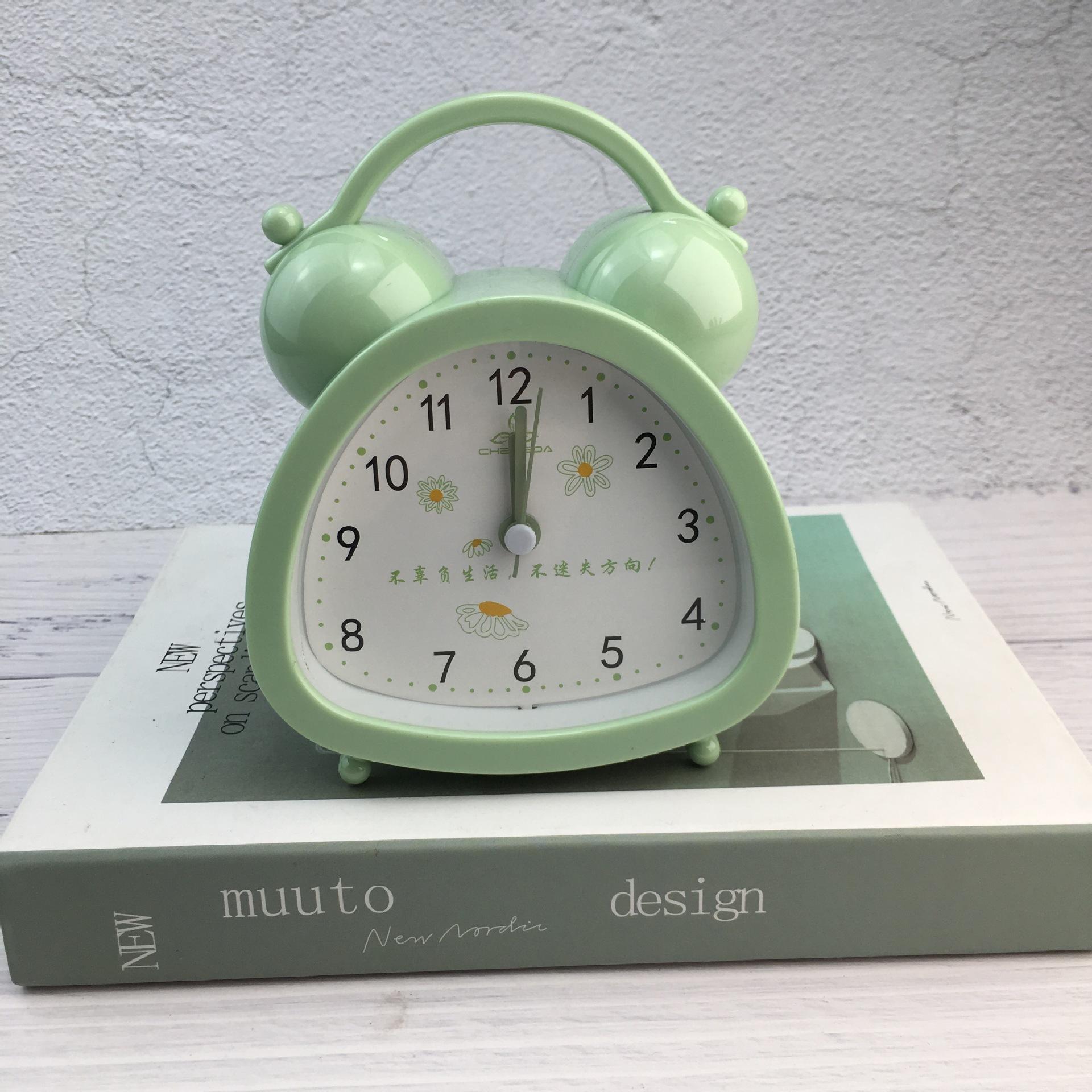 

Candy color small alarm clock simple style bedside clock BB alarm clock small daisy clock face