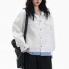 Unisex Trendy Plaid Patchwork Denim Jacket - American Retro Style