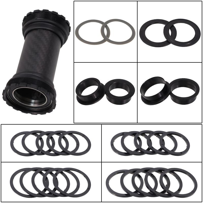 HEPPE Bicycle T47 Bottom Bracket MTB Carbon BB 68-86.5mm Bottom Bracket T47 Spindle Sleeves Kit 24/29/30mm M47x1 Threaded BBT47 Kit