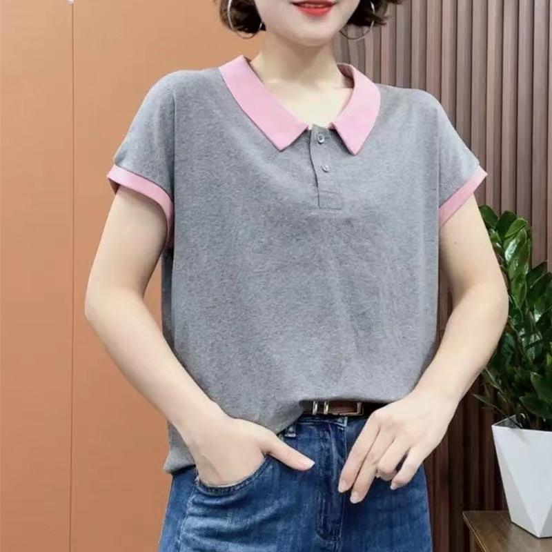 Mom's Shirt Collar Latest Style Large Size Women's Loose Short-sleeved Shirt for Women