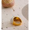 Yhpup Size 6789 New Arrivals White Enamel Heart Casting Ring Waterproof 18K Gold Color PVD Plated Stylish Chic Jewelry