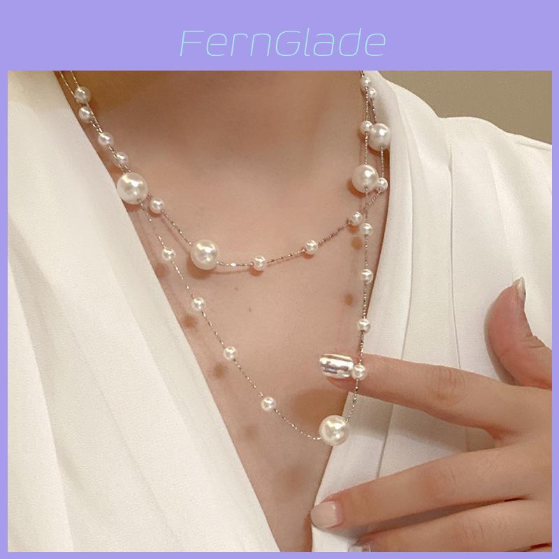 Elegant French Vintage Pearl Choker Necklace With Geometric Design For Women