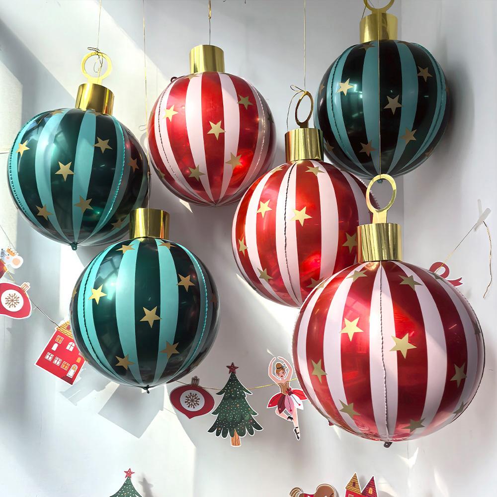 22-Inch 4D Round Striped Aluminum Foil Balloons, Suitable for Birthday Parties, Carnivals, Circus Performances, Various Parties, and Party Decorations