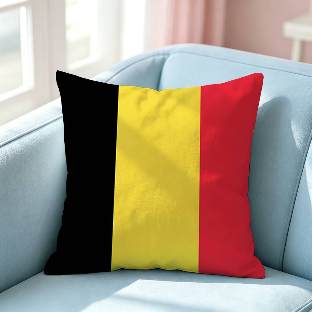 Comic Kingdom Belgium Flag Square DoubleSided printed Pillow Case Bedroom Bedside Pillow Sofa Cushion Cover