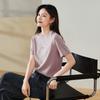 Letter printed round neck short sleeved T-shirt for women