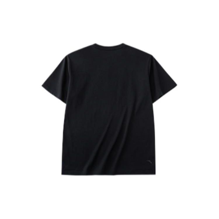 Anta Solid Color Pattern Print Crew Neck Short-Sleeve Slim Fit T-Shirt Men Tops Black 152221114-3