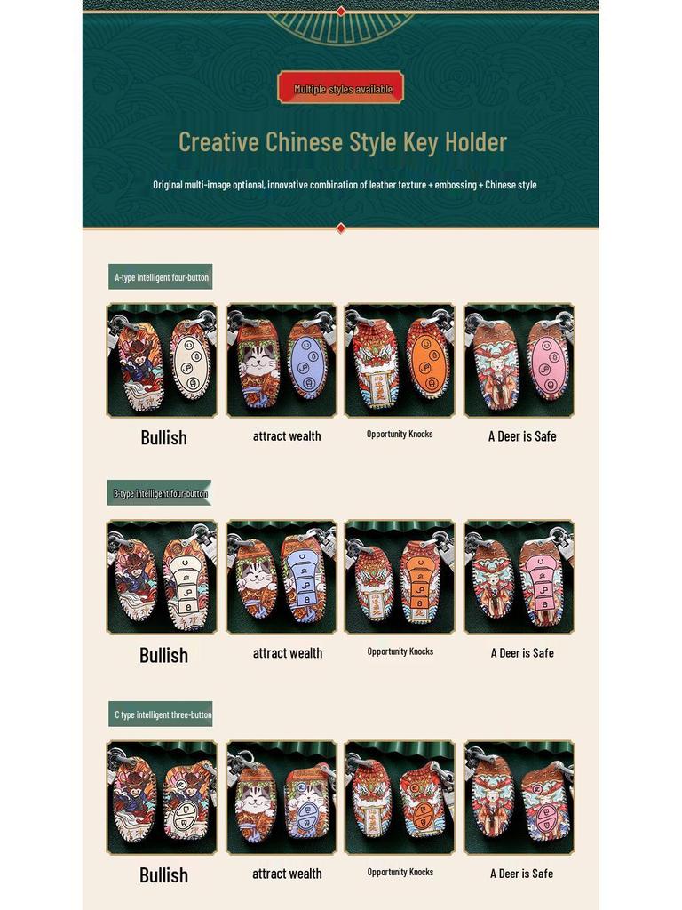 BYD Song Pro Key Case for Tang, Song Max, Qin Pro, Tang 2nd Gen DM New Energy Cars - National Tide Design Key Bag