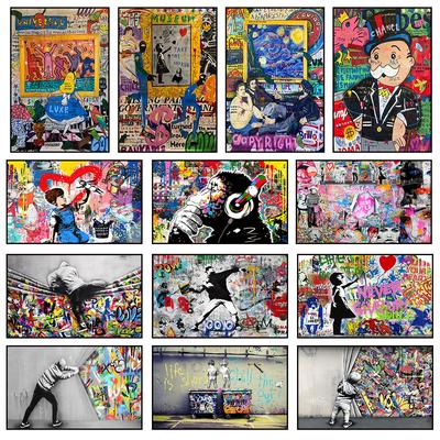 Pop-Art-Straßen-Graffiti-Stil, Wandposter, moderne Mode, Heimdekoration, Leinwandgemälde, Wandsammlung, Bilder, Druckgrafik