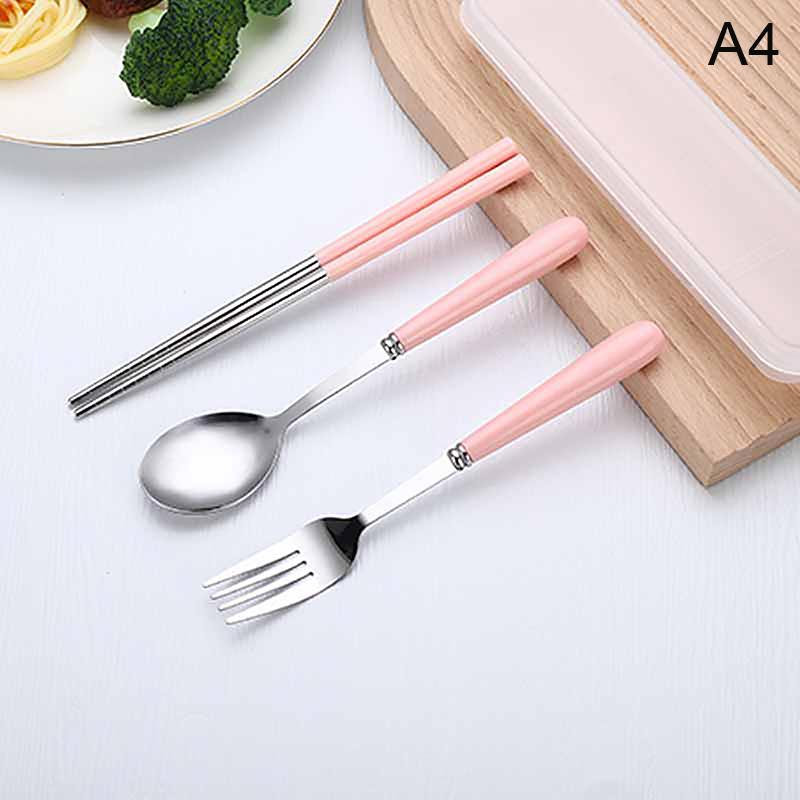 Cute Strawberry Chopsticks Spoon Fork Cutlery Set With Case Portable Travel Stainless Steel Tableware Kitchen Utensils