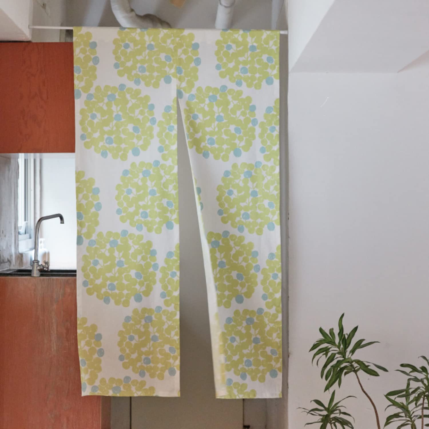 

QUARTER REPORT Подвесной W85 x Четверть Rieko Скандинавская Перегородка для Комнаты Кухонная Занавеска, H150см, Report, Oka, Занавеска, (зеленый) зелёный