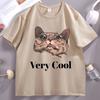 Gumbus Very Cool TShirt for Unisex Women Elastic Casual Short Sleeve Tshirt Cotton Printed Cute Cat T Shirt Oversized Streetwear