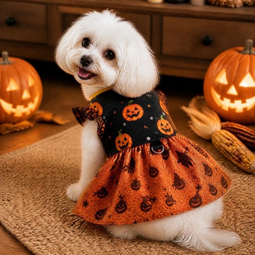 Comfortable Halloween Pet Dress Color-blocking Pet Party Wear Fashion Dog Shiny Dress Halloween