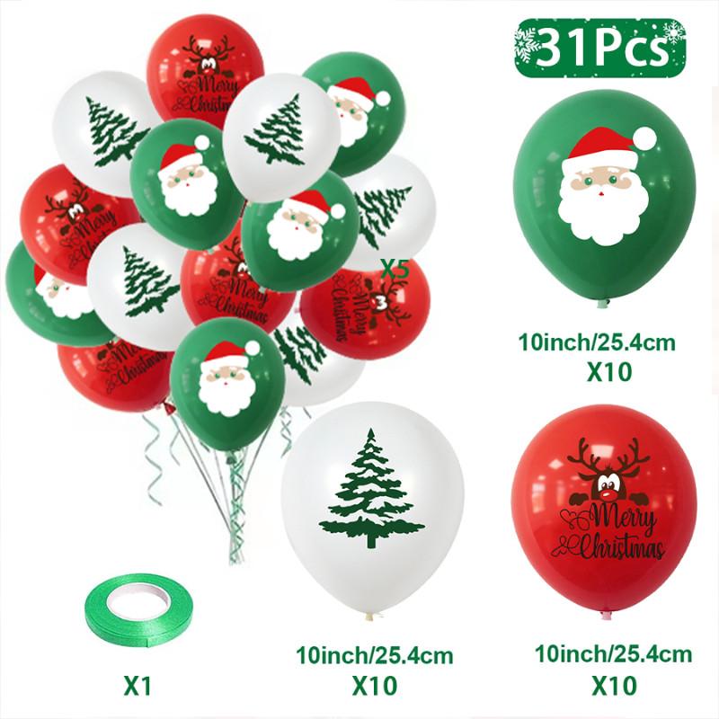 15-30pcs Christmas Latex Balloons Santa Claus Snowman Elk Xmas Tree Balloons for Christmas Party Supplies Favors Xmas Holiday