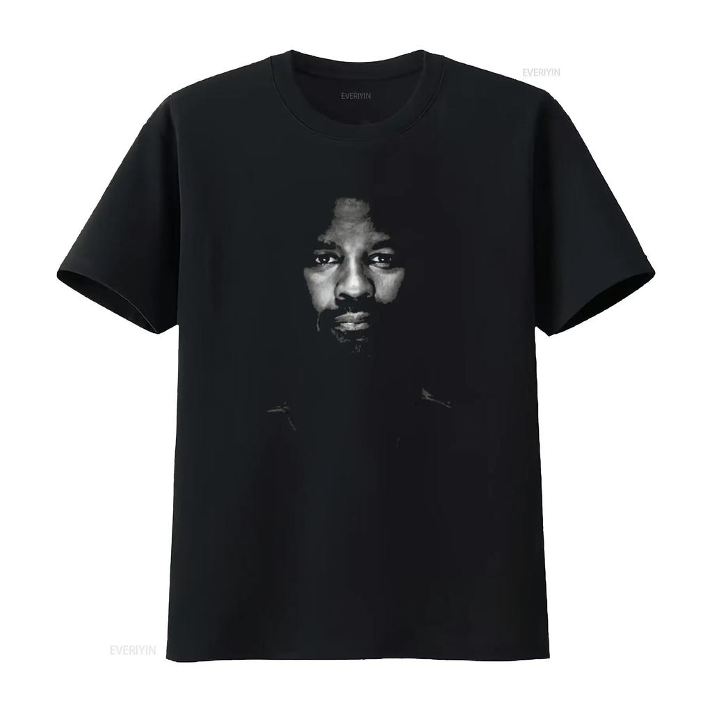 Denzel Washington Portrait T Shirt Y317 Black and White Print Casual Vintage Washed Slightly St