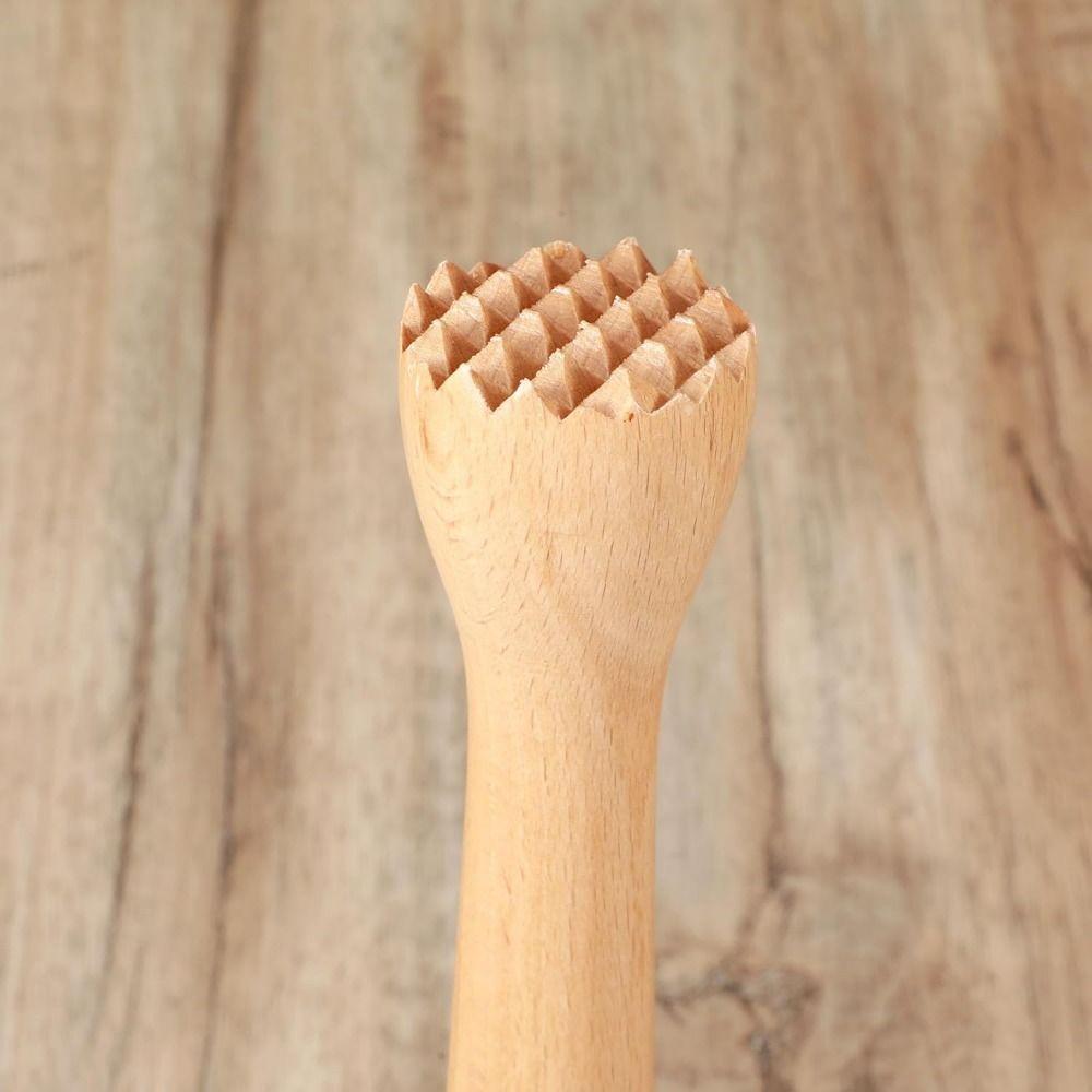 Sturdy Beech Wood Muddler Food Safe Long Handle Fruit Tea Pounding Stick Wear-resistant Heavy Duty Wooden Fruit Tea Muddler