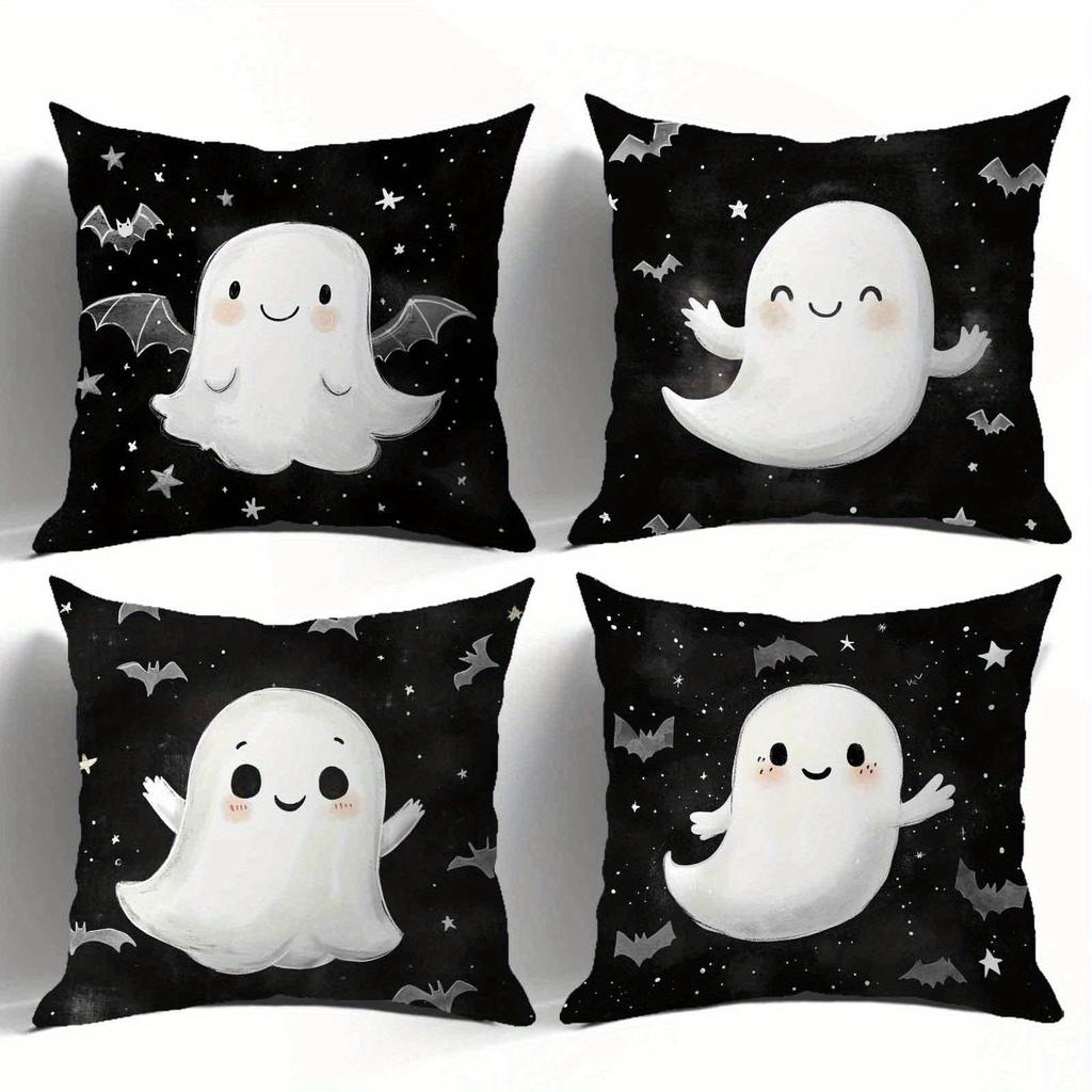Spooky Cute Ghost Pattern Halloween Pillowcases for Haunted Decor! Sofa Cushion Cover Holiday Party Decoration Gift