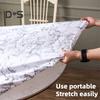 Round Table Cover Waterproof Tablecloth with Elastic Edges Marble Pattern Fitted Table Cover for Home Dinner Party Decoration Table Protection