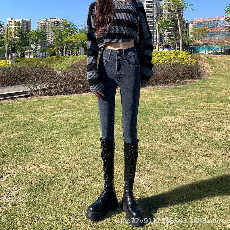 Plus Size Pants High-waisted Stretch Skinny Jeans for Women
