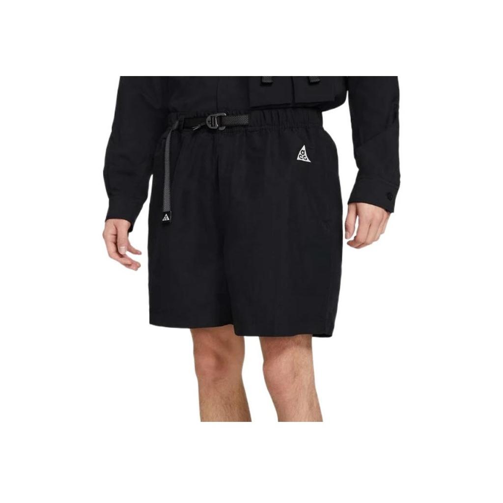 Nike ACG Series Nylon Mid-Waist Drawstring Shorts With Zip Pockets And Adjustable Belt Men Bottoms Black CZ6705-014