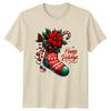 Happy Holidays Christmas Stocking Poinsettia Holidays Unisexs Unisexs Graphic Tee