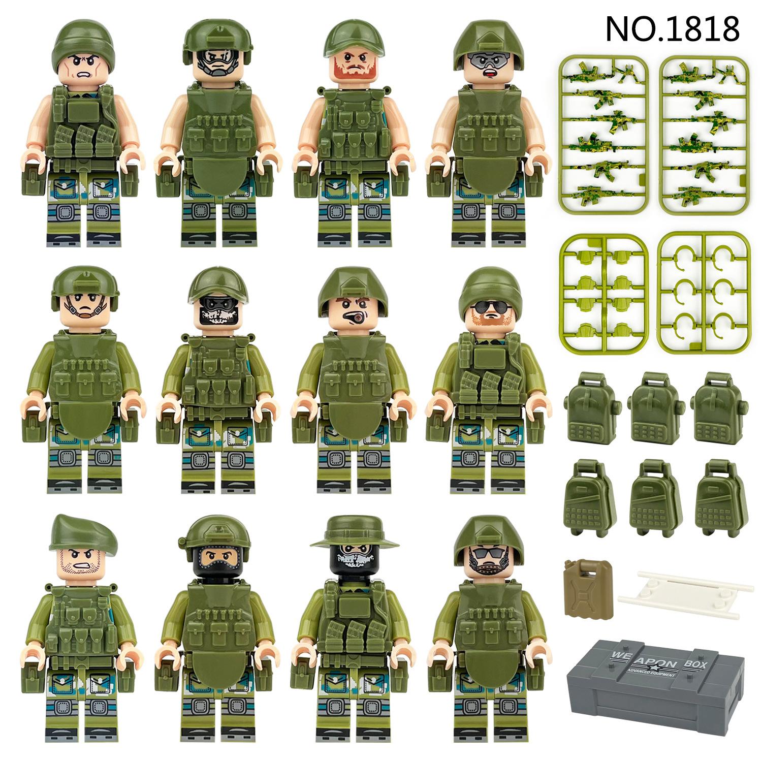 

12 шт. Серия «Военные» игрушки-конструкторы «Солдат джунглей и поля»